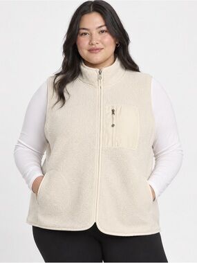 Penningtons ACTIVE ZONE Sherpa Polar Fleece Vest Cream | SIZE 2X PLUS SIZE  💖